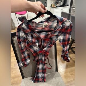 Flannel tunic shirt
